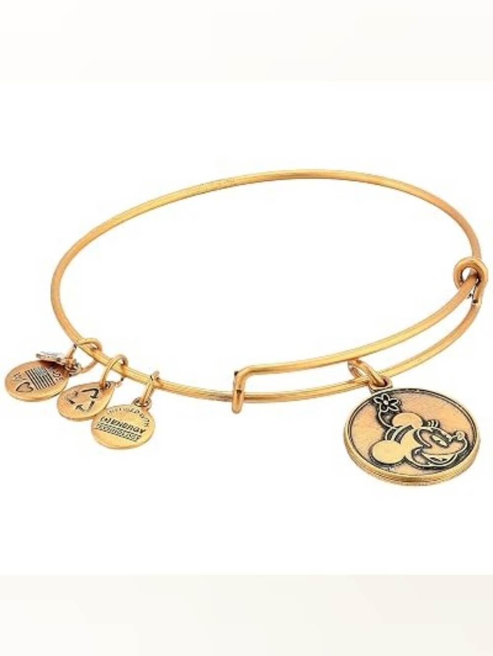 Alex & Ani Minnie Mouse Bracelet Bangle Gold Disney Parks Flower RETIRED NEW